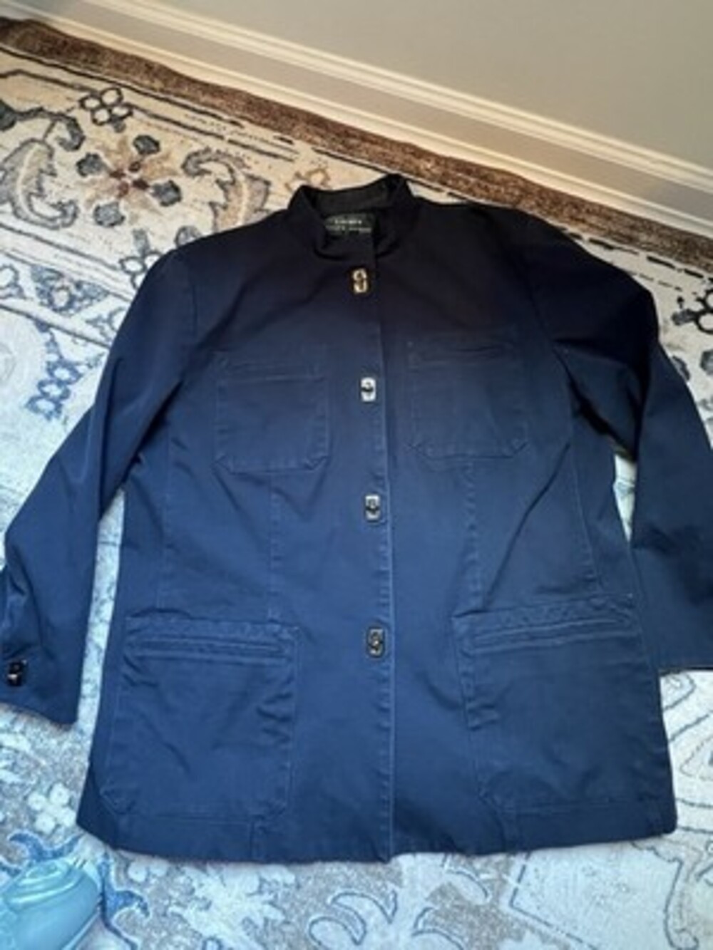 VTG Vintage Lauren Ralph Lauren Navy Military Equestrian Jacket Turn Lock Sz 14w